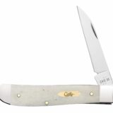 Case 11025 Trapper  Mini Folding Clip Point/Spey Plain Mirror Polished Tru-Sharp SS Blade, Smooth Natural Bone Handle
