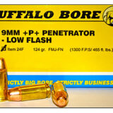 Buffalo Bore Ammunition 24F20 Penetrator Strictly Business 9mmLuger +P+ 124gr Full Metal Jacket Flat Nose 20 Per Box/12 Case