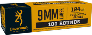 Browning Ammo B9MM124VP9mm Luger 124gr Full Metal Jacket 100 Per Box/10 Case *Value Pack