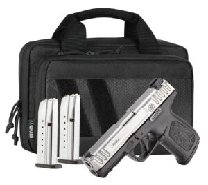 Smith & Wesson 14954 SD9 2.0 Bundle Compact Frame 9mm Luger 16+1 4" Satin Stainless Steel Serrated Slide, Black Polymer Frame w/Picatinny Rail, Textured Grip, Savior Bag, Three Mags