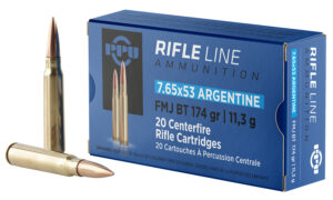 PPU PP7AF Metric Rifle  7.65x53mmArgentine 174gr Full Metal Jacket Boat Tail 20 Per Box/10 Case
