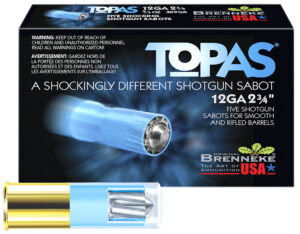 Brenneke SL122TOP TOPAS  12Gauge 2.75" 2/3oz Sabot Slug Shot 5 Per Box/50 Case