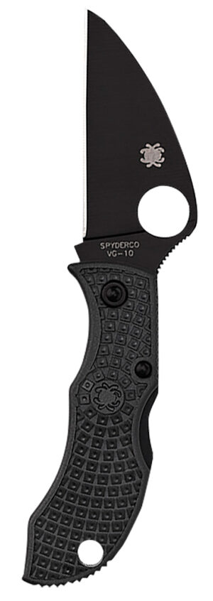 Spyderco MBKWPBK Manbug 1.91" Folding Wharncliffe Plain Non-Reflective Black TiCN VG-10 SS Blade/Black Textured FRN Handle