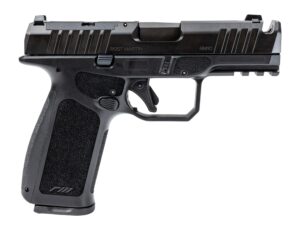 Rost Martin RM1CXBLKOSP10CA(COMP) RM1X Comp Compact 9mm Luger 10+1 4" Black Compensated Match Grade Barrel, Black Nitrocarburized Steel Optic Ready/Serrated Slide, Black Polymer Frame w/Picatinny Rail